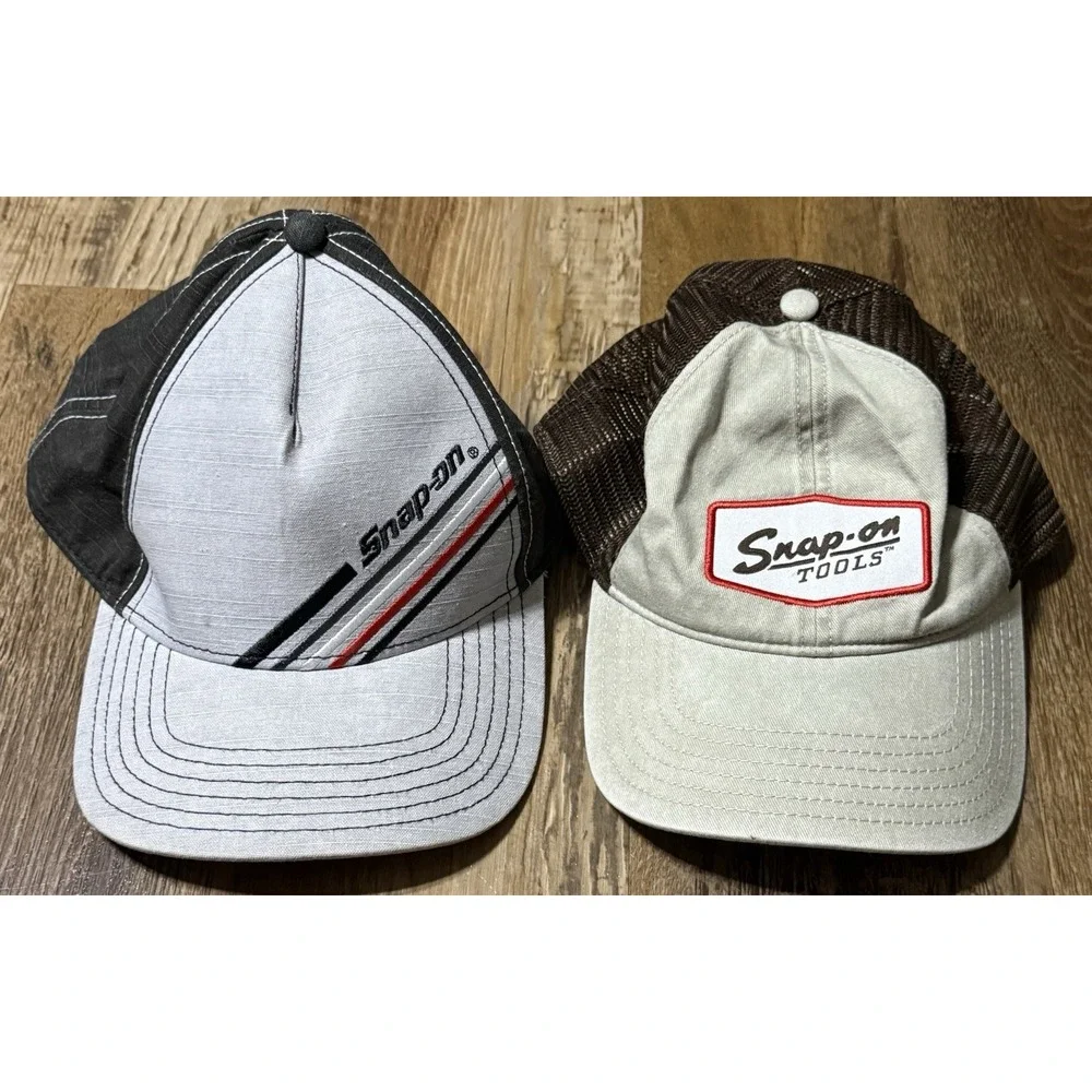 Snap On Caps Hat Gray Mens Adjustable Snapback Embroidered Bundle Of Two
